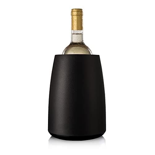 Vacu Vin Elegant Wine Cooler – Black – Active Wine Bottle Chiller with Freezer Sleeve – Modern Insulated Cooler – Keeps Wine Cold Without Ice – Sleek Tabletop Design for Home & Events