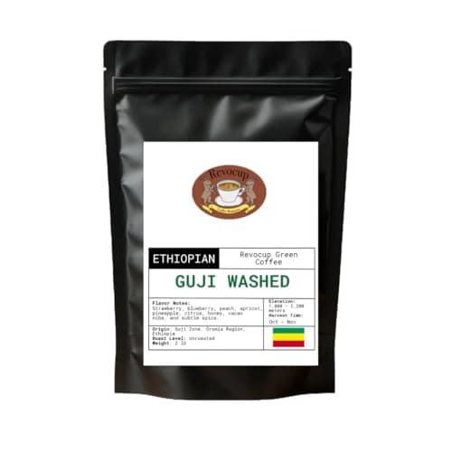 Ethiopian Guji Washed Green Coffee Beans – Unroasted Specialty Arabica | Bright Citrus & Floral Cup | High-Altitude Grown | Clean, Complex, Elegant | For Home Roasters | 2lb/32 Ounces Bag
