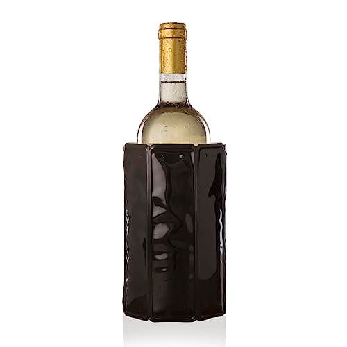 Vacu Vin Wine Cooler Sleeve – Platinum – Flexible Rapid Wine Bottle Chiller – Reusable Ice Pack Sleeve – Elegant & Portable – Fits 750ml Bottles – Keeps Wine Cold in Minutes