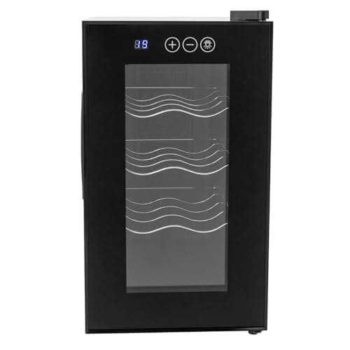 Akynjtbca 23L Freestanding Wine Fridge, 8-Bottle Thermoelectric Cooler with Digital Thermostat (46-64°F), Quiet Mini Wine Cellar for Home, Bar & Office