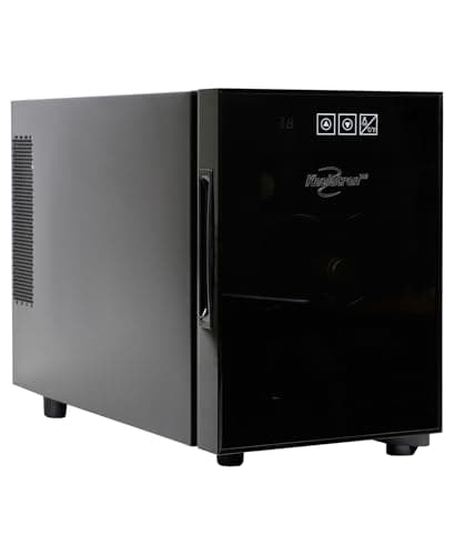 Koolatron 6 Bottle Wine Fridge – Freestanding Wine Cooler with Glass Door, 0.6 cu ft (16 L) Beverage Can Refrigerator, Digital Temperature Control, Ideal for Red, White & Sparkling Wine, Champagne