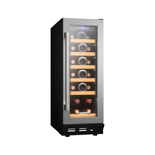 Luztolent 19 Bottles Wine Fridge,12 Inch Wine Cooler with Single Zone, Built-in or Under Counter,41-64°F Thermostat, LED Digital Touchscreen, Triple-Layer Tempered Glass, Wine Storage for Home