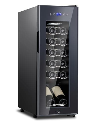 12 Bottle Compressor Wine Cooler Refrigerator with Lock, Freestanding Wine Fridge, 41°F-64°F Digital Temperature Control, Large Wine Cellar for Red, White, Champagne, and Sparkling Wine – Black