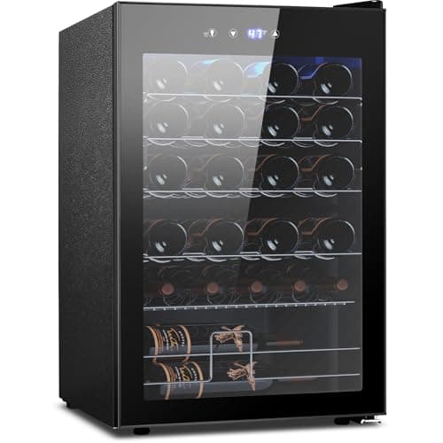 Electactic Wine Cooler Refrigerator 4.4Cu.ft, 37 Bottle Freestanding Cabinet Wine Cellars, Wine Fridge with Glass Door for Home Use, Protecting Your Reds and Whites
