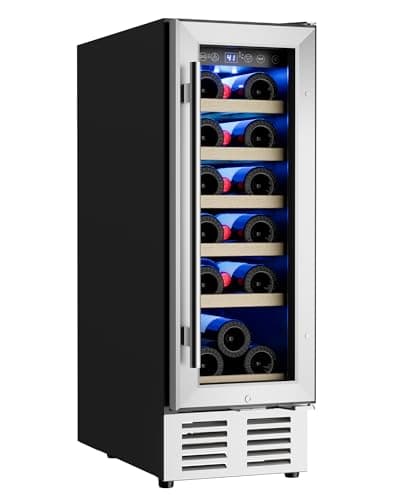 Icyglee 12 inch Wine Cooler Refrigerator, 18 bottle Wine Fridge Built-in or Freestanding with Double-Layer Tempered Glass Door, Mini Fridge with Digital Temp Control & Fast Cooling, Low Noise