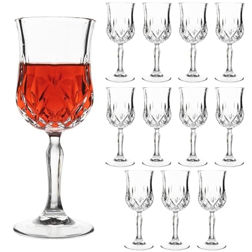 UMEIED 12 Pack 7.2oz Wine Glasses, Small Stemware for Red Wine, Port, Sherry, Dessert Wine, Crystal Clear Classic Glass Goblets Elegant Glassware for Restaurants, Bars, Home Use