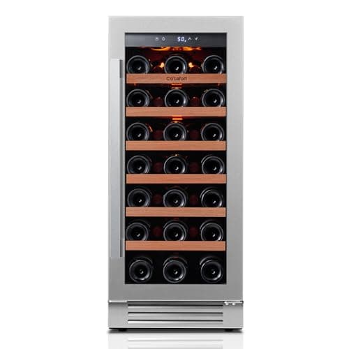 CaLefort 15 Inch Wine Fridge, 33 Bottle Wine Cooler Refrigerator, 40-65°F Wine Refrigerator Glass Door, 3 LED Wine Fridge, Built-in or Freestanding Fridge for Home/Bar/Kitchen (3.0 cu.ft)