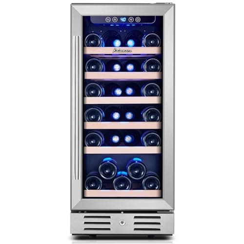 Kalamera 15 Inch Wine Fridge, 28 Bottle Wine Cooler Refrigerator, 40-66℉ Digital Temperature Control,Built-in or Freestanding