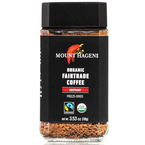 Mount Hagen 3.53oz Organic Freeze Dried Instant Coffee | Eco-friendly, Fair-Trade Coffee Made From Organic Medium Roast Arabica Beans [3.53oz Jar]