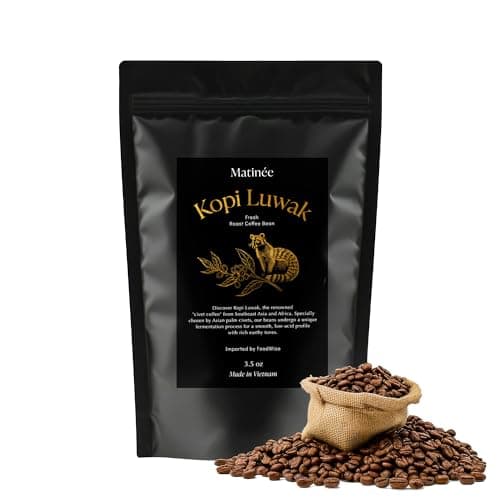 MATINÉE Wild Kopi Luwak Coffee Whole Beans, Medium Roast Luwak Coffee Gifts, Produce of Vietnam, 3.5oz / 100 Grams