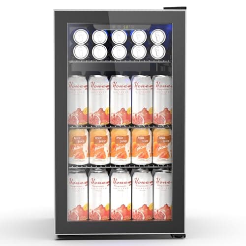 Electactic 26 Bottle Wine Cooler 130 Can Beverage Refrigerator, Small Freestanding Cabinet Wine Cellar with 32℉-61℉ Temperature Control Glass Door, Black