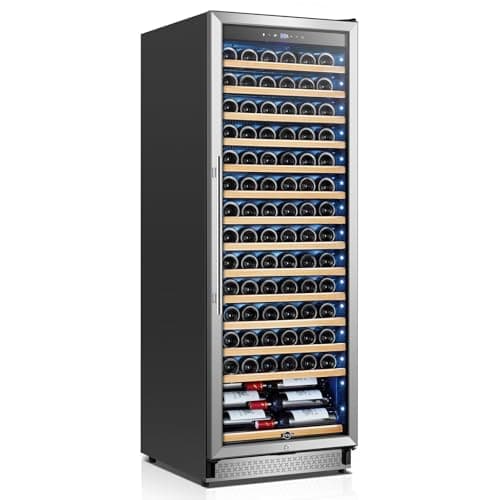 Tylza Upgraded 154 Bottles Wine Cooler Refrigerator, 24 Inch Tall Wine Fridge Built-in or Freestanding with Professional Compressor, Low Noise Fast Cooling and Intelligent Temperature Memory
