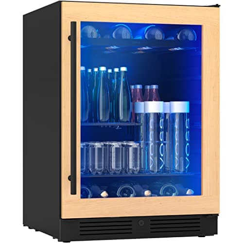 Zephyr Presrv 24 Inch Panel Ready Single Zone Beverage and Wine Fridge 7 bottles, 108x12oz cans Under Counter, Built In Cooler (handle sold separately, wood panels not included)