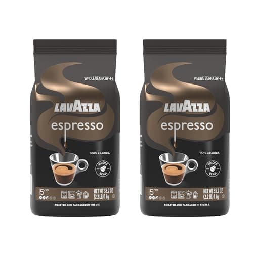 Lavazza Espresso Whole Bean Coffee, Medium Roast, 100% Arabica, 2.2 lb Bag (Pack of 2)
