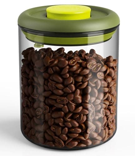 iKoffy Airtight Coffee Canister – One-Way CO₂ Valve, UV Protection, 3X Thicker Glass, Coffee Bean Storage Container for Ground Coffee & Tea, 30.5 fl oz, for 0.8 lb Beans