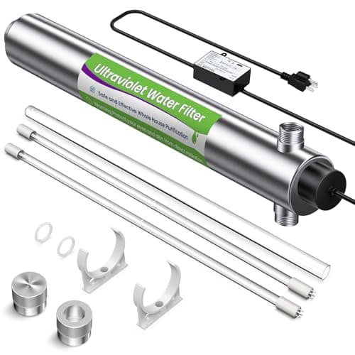 UV Water Filter Whole House 120V 55W, 12GPM High Flow, 3/4" MNPT Inlet/Outlet, Whole House Water Purifier + 1 Extra Replacement Bulb