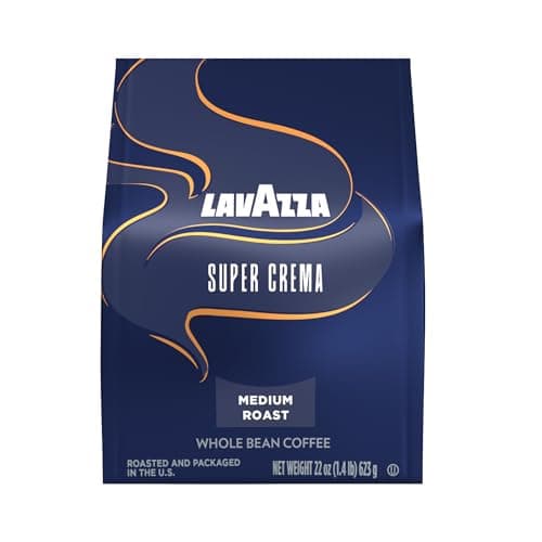 Lavazza Super Crema Whole Bean Coffee, Medium Espresso Roast, Arabica and Robusta Blend, 22 oz Bag