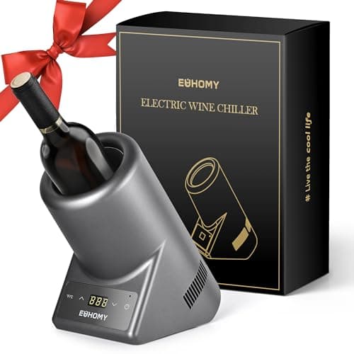 EUHOMY Wine Chiller Electric, Portable Wine Bottle Chiller for 750ml Wine & Champagne, Single Bottle Wine Cooler on Patio, Keep Cold Up to 1 Day - Extra Surprise for Wine Lovers, Gift for Him