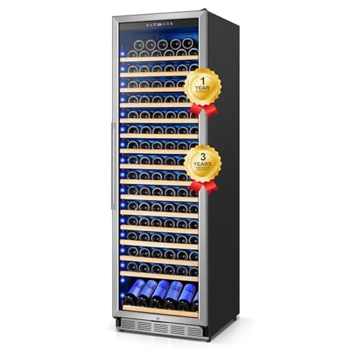 FoMup Wine Fridge 24 Inch, 190 Bottles Freestanding or Built-in Wine Cooler Refrigerator with Sliding Rail Shelves, Professional Wine Cellar Low Noise with Upgraded Reversible Door