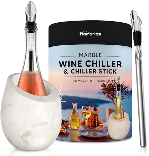 Homeries Marble Wine Chiller Bucket - Wine & Champagne Cooler for Parties, Dinner – Keep Wine & Beverages Cold, Wine Chillers for Bottles – Holds Any 750ml Bottle (Matte White)