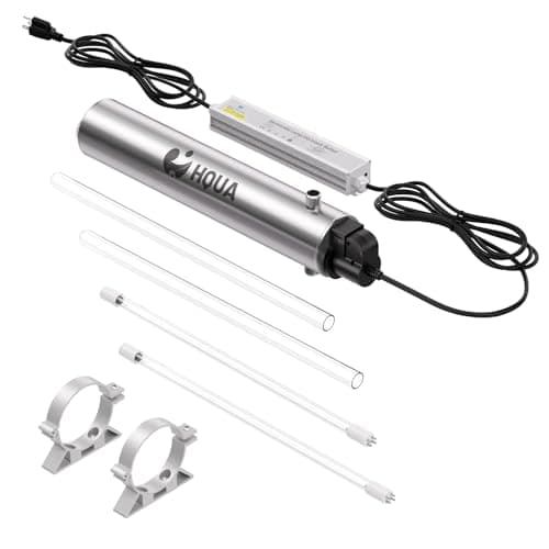 HQUA-TWS-12 Ultraviolet Water Purifier Filter for Whole House Water Purification,12GPM 120V, 1 Extra UV Lamp + 1 Extra Quartz Sleeve