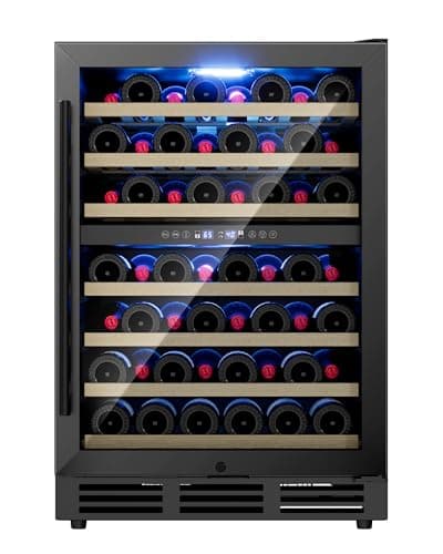 ICEVIVAL 24 Inch Dual Zone Wine Fridge, 54 Bottle Under Counter Refrigerator for Built-in or Freestanding, Wine Cooler for Bottles with Glass Door, Removable Shelves for Home, Office (Blcak)