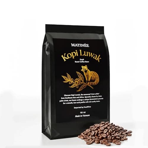 MATINÉE Wild Kopi Luwak Coffee Beans, Medium Roast, Whole Bean Coffee, Sustainably Sourced From Vietnam, 16oz / 454 Grams
