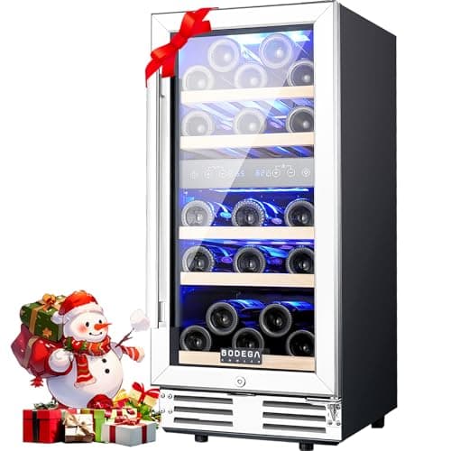 BODEGA 15 Inch Wine Fridge, 30 Bottles Dual Zone Wine Cooler, 41-68°F Wine Refrigerators Free standing, Soft LED Dual Zone Wine Fridge, Built-in or Freestanding for Home/Bar/Kitchen (3.2 cu.ft), Black