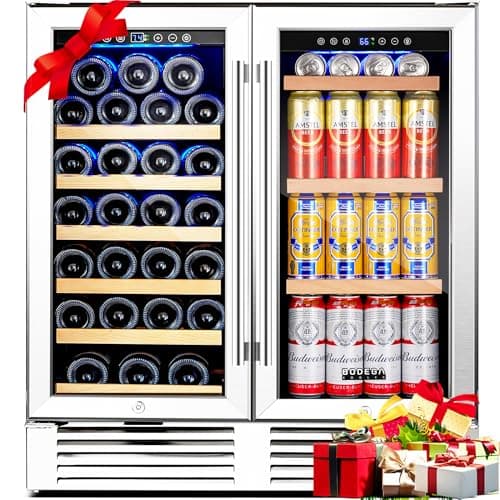 BODEGACOOLER Wine and Beverage Refrigerator,30 Inch Under Counter Commercial Beverage Refrigerator, Large Capacity Back Bar Cooler With 2 Glass Doors,LED Lighting Display Beer Wine Soda Drinks.
