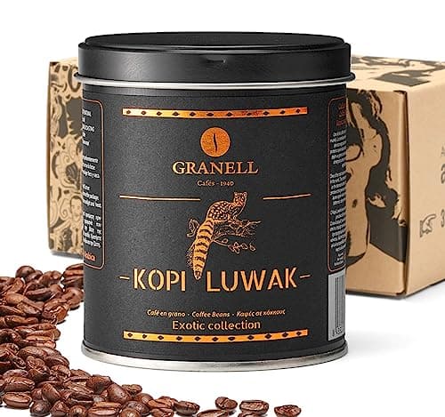 Kopi Luwak Coffee Beans, Premium Civet Coffee Luwak Whole Bean, Black Ivory Rich Bold Aroma, From Indonesia, Ultra Smooth Finish, Cafés Granell 100g