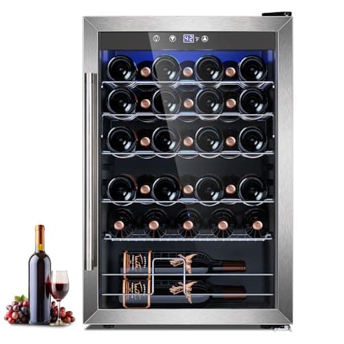 Electactic 4.4 Cu.ft Wine Cooler Refrigerator, 37 Bottle Freestanding Cabinet Wine Cellars, Wine Fridge with Glass Door for Home Use, Protecting Your Reds, Silver