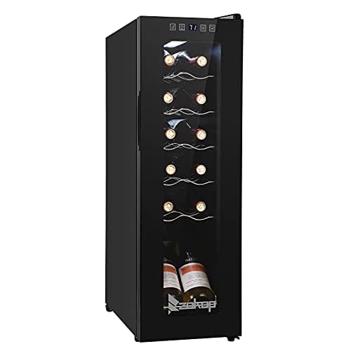 Winado 12 Bottle Compressor Wine Cooler Refrigerator w/Adjustable Temperature, Freestanding Compact Mini Wine Fridge with Digital Control & Removable Shelves