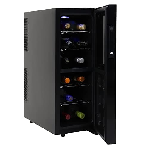 Koolatron Urban Series 12 Bottle Wine Cooler Refrigerator Dual Zone Thermoelectric Wine Fridge Freestanding Wine Cellar for Red White Sparkling Wine Ideal for Kitchen Apartment RV
