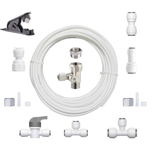 Refrigerator Water Line Kit Connection and 1/4 Compression Ice Maker Installation Kit,O.D. 25 FT Water Tubing with Feed Water Adapter and Quick Fittings for RO Filter System