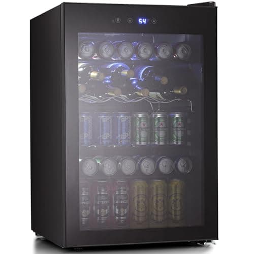 Antarctic Star Beverage Refigerator Cooler -145 Can Mini Fridge for Soda Beer or wine,with glass door, For Office or Bar with Adjustable Removable Shelves,4.5 Cu. Ft. (Black)