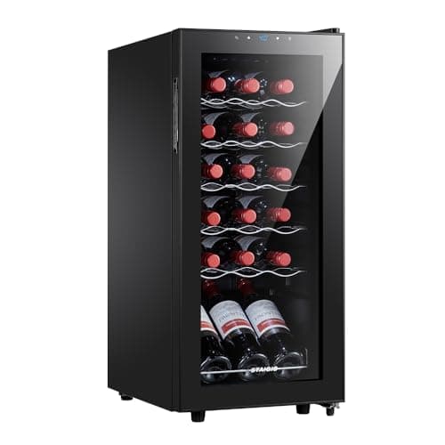 STAIGIS 18 Bottle Mini Fridge, Freestanding Small Wine Cooler Refrigerator for Red and White with 40-66F Digital Temperature Control and Glass Door