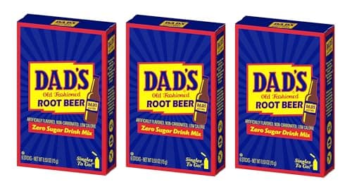 SINGLES TO GO! Dad's Old Fashioned Root Beer - Sugar Free Powdered Drink Mix - 3 Boxes with 6 Sticks Per Box - 18 Total Packets - Low Calorie - 0.53 Ounce (Pack of 3)
