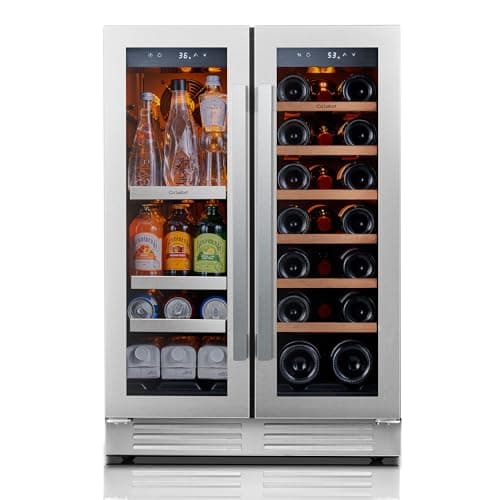 Ca'Lefort 24 Inch Wine and Beverage Refrigerator - 60 Can and 20 Bottle Wine Fridge Dual Zone 36-72°F, 3 LED Beverage Cooler Built in or Freestanding, Perfect for Home/Kitchen(4.10 cu.ft)