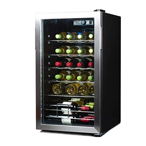 BLACK+DECKER 26 Bottle Wine Fridge with Interior Light and Mechanical Temperature Control, Compressor Cooling Wine Cooler Refrigerator with 4 Wine Racks and 1 Flat Shelf, Wine Bottle Chiller