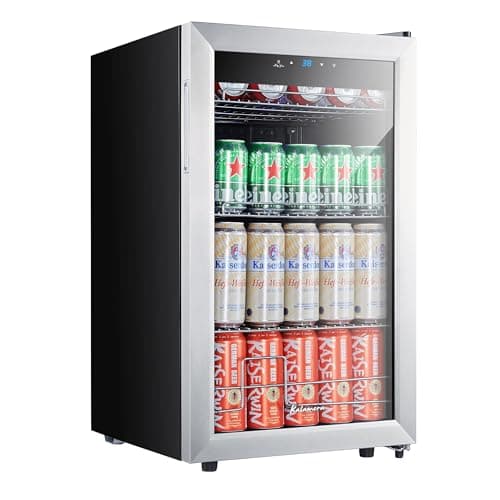 Kalamera 104 Cans Beverage Refrigerator Cooler, Mini Fridge with Glass Door for Soda Beer or Wine, Adjustable Shelves & Digital Temperature Display