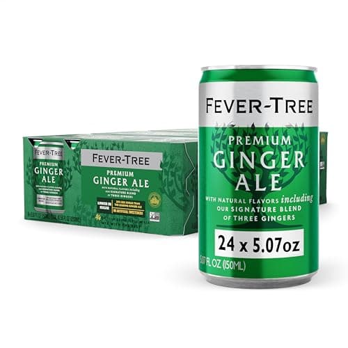 Fever Tree Ginger Ale - Premium Quality Mixer - Refreshing Beverage for Cocktails & Mocktails. Naturally Sourced Ingredients, No Artificial Sweeteners or Colors - 150 ML Cans - Pack of 24
