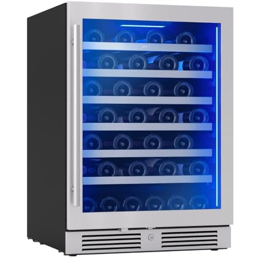 Zephyr Presrv 24" Wine Fridge Single Zone Under Counter - Countertop Wine Cooler Cellars Cabinet Wine Beverage Refrigerator Home Bar Chiller Freestanding with Glass Door, 53 Bottles 750ml