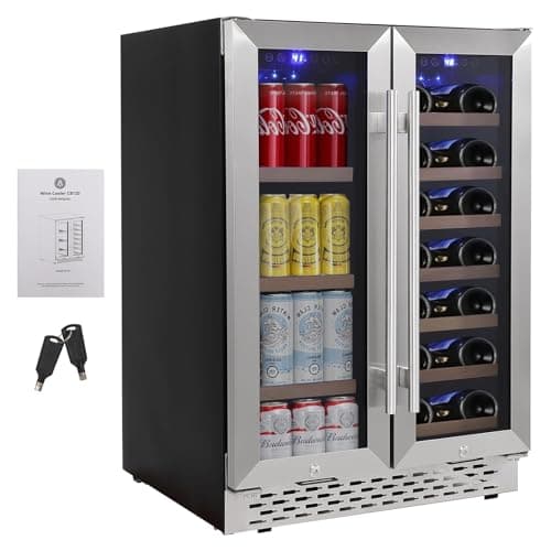 Takywep 120-Bottle Dual Zone Wine Cooler, Built-In/Free Standing, Digital Control, Lock, 60 Cans Capacity