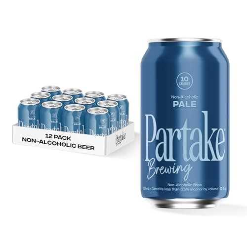 Partake Brewing Craft Non Alcoholic Beer, Pale Ale 12 Pack x 12 Fl Oz Cans - Low Calorie & Carb, No Sugar, All Natural Ingredients - Award-Winning Taste, Non Alcoholic Beer Without the Empty Calories
