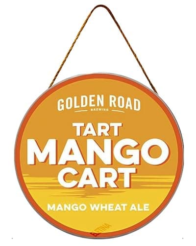 Eletina Round Wooden Signs/Golden Road Tart Mango Cart Sign Kitchen Cafe Pub Decor, Wall Plaque Art, Rustic Wood Decor Gift Diameter 12''