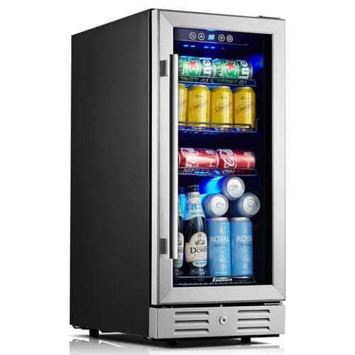 Kalamera 15 Inch 94 Cans Beverage Cooler Refrigerator,for Soda Beer Wine - Freestanding Beverage Fridge for Bedroom Office Bar,Adjustable Shelves & Digital Temperature Display