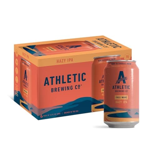 Athletic Brewing Company Craft Non-Alcoholic Beer - 6 Pack x 12 Fl Oz Cans - Free Wave Hazy IPA - Low-Calorie, Award Winning - Loaded with Amarillo, Citra, and Mosaic Hops