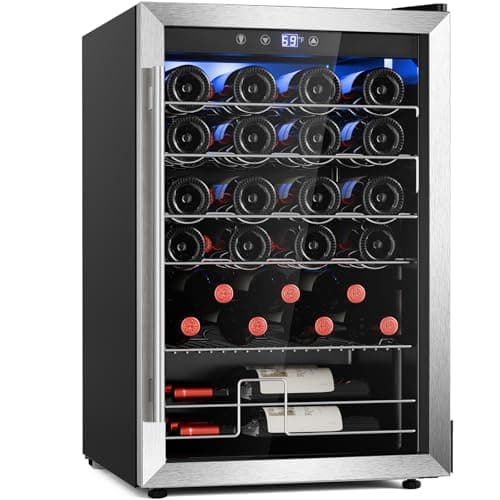 Antarctic Star Wine Cooler Refrigerator, Freestanding Wine Fridge with Adjust Temperature(32°F- 61°F), 4.5 Cu.Ft Mini Fridge for home/bar/office, Black