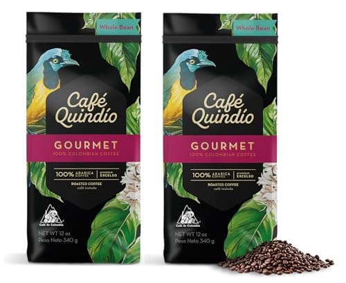 Cafe Quindio Medium Roast 100% Colombian Excelso Whole Bean Arabica Coffee (12 Ounce (Pack of 2), Gourmet)