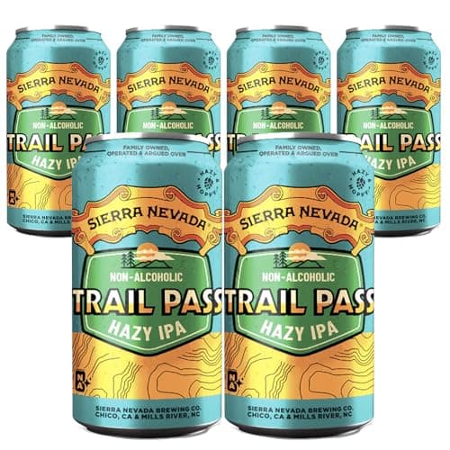 Sierra Nevada Trail Pass Hazy Non-Alcoholic IPA 6 Pack 12oz Cans | Juicy Hop Forward-Flavor Dealcoholized Beer | 71 Calorie NA Brew